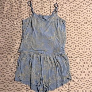 Women’s Pajamas Set Blue Floral Large Stars Above
